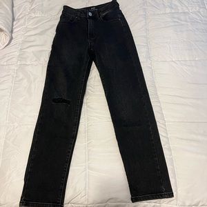 Black Wash Stretch Mom Jeans